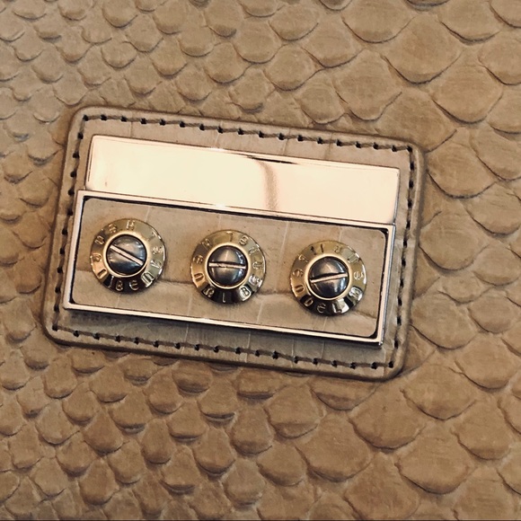 Henri Bendel snakeskin beige clutch
